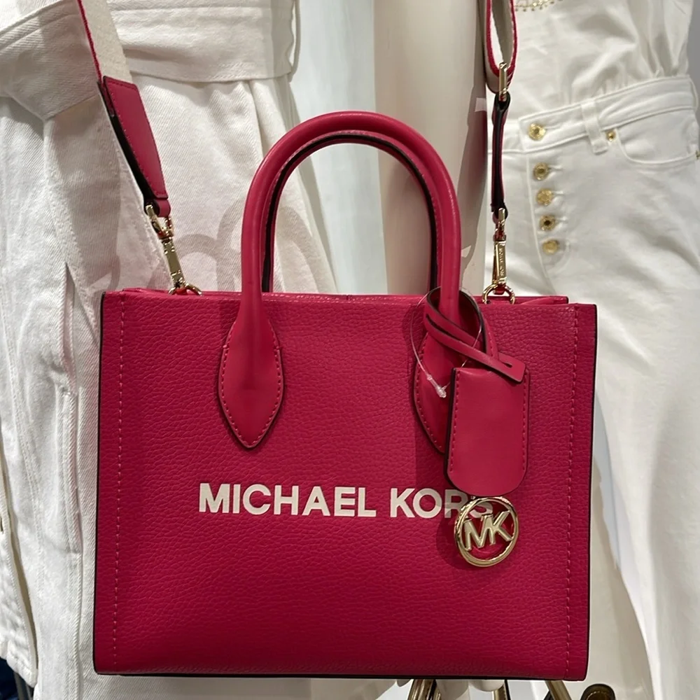Michael Kors Mirella Small Pebbled Leather Shopper Crossbody XBODY Bag MK NWT